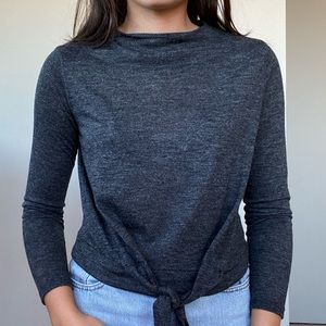 Zara tie front Grey long sleeve tee